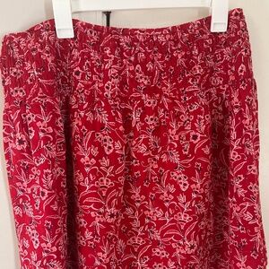 J.Jill Red Smocked Waist Layered Skirt